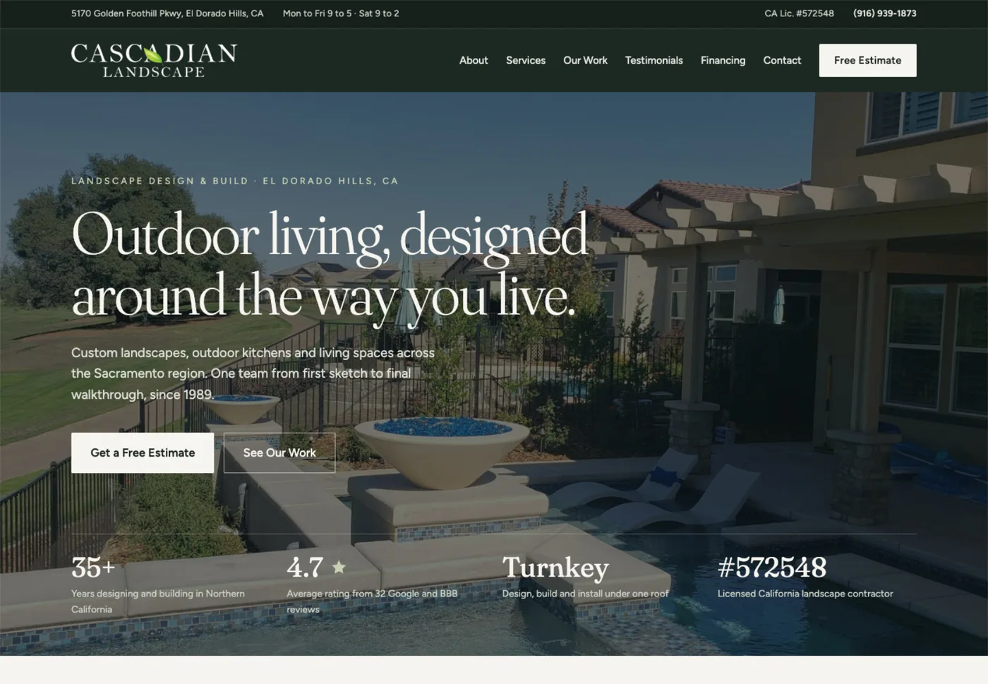 Cascadian Landscape website homepage